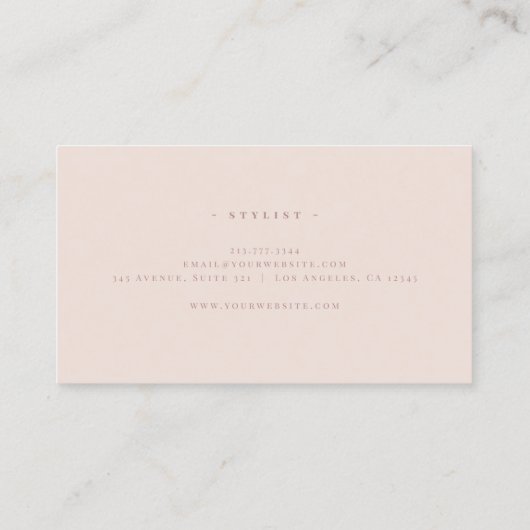 Luxe minima zwart monogram roze roze afbeelding visitekaartje (Achterkant)