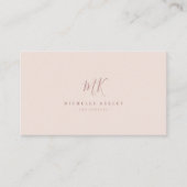 Luxe minima zwart monogram roze roze afbeelding visitekaartje (Voorkant)