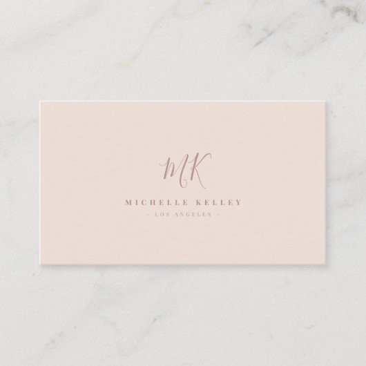 Luxe minima zwart monogram roze roze afbeelding visitekaartje (Voorkant)