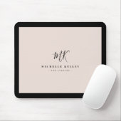 Luxe minima zwart monogram Roze Roze Stijlvol Muismat (Met muis)