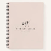 Luxe minima zwart monogram Roze Roze Stijlvol Notitieboek (Voorkant)