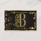 Luxe minima zwart monogram zwart goudvormig stijlv visitekaartje (Voorkant)