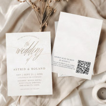 Luxe Minimaal Goud & Beige QR Code Bruiloft