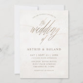Luxe Minimaal Goud & Beige QR Code Bruiloft Kaart (Voorkant)