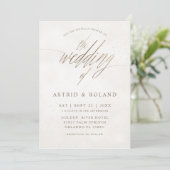 Luxe Minimaal Goud & Beige QR Code Bruiloft Kaart (Staand voorkant)