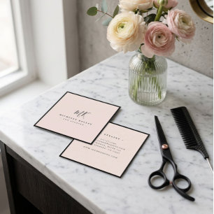 Luxe Minimaal Monogram Roze Roze Klassiek Chic Vierkante Visitekaartje