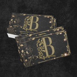 Luxe Minimaal Monogram Zwar Goud Chic Stijlvol Visitekaartje