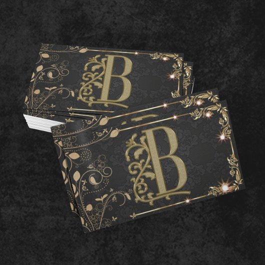 Luxe Minimaal Monogram Zwar Goud Chic Stijlvol Visitekaartje