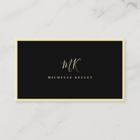 Luxe minimaal monogram zwart chique stijlvol visitekaartje (Voorkant)