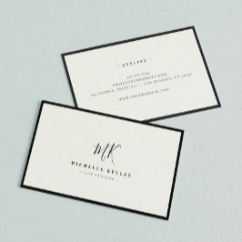 Luxe Minimaal Monogram Zwart Ivoor Chic Stijlvol Visitekaartje