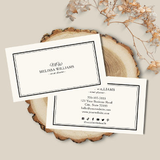 Luxe minimaal zwart monogram Visitekaartje