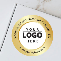Luxe Minimal Gold White Business Logo Verzending Ronde Sticker