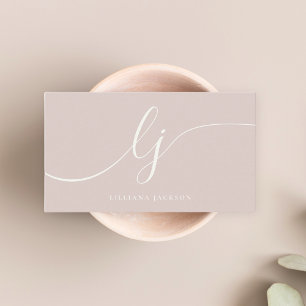 Luxe Minimal Monogram Roos Goud & Ivoor Elegant Visitekaartje