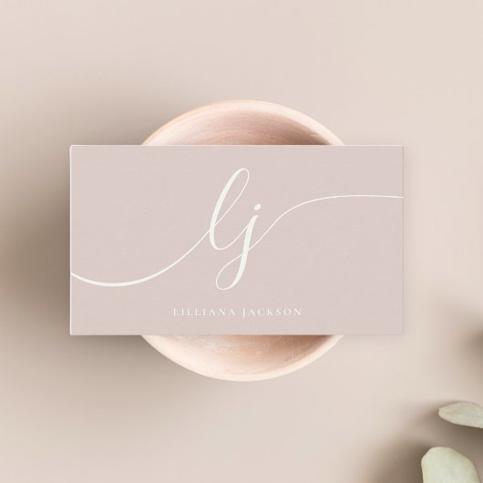 Luxe Minimal Monogram Roos Goud & Ivoor Elegant Visitekaartje