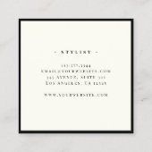 Luxe Minimal Monogram Zwart Ivoor Classic Chic Vierkante Visitekaartje (Achterkant)