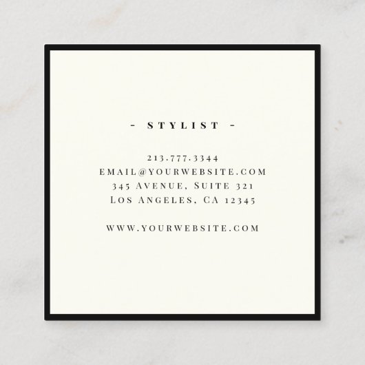 Luxe Minimal Monogram Zwart Ivoor Classic Chic Vierkante Visitekaartje (Achterkant)