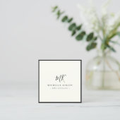 Luxe Minimal Monogram Zwart Ivoor Classic Chic Vierkante Visitekaartje (Staand voorkant)