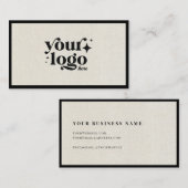 Luxe Minimal Natural Linen Business Logo Visitekaartje (Voorkant / Achterkant)