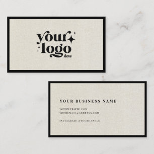 Luxe Minimal Natural Linen Business Logo Visitekaartje