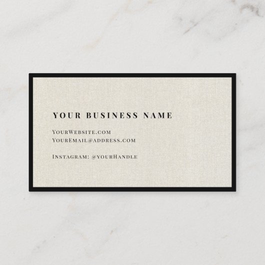 Luxe Minimal Natural Linen Business Logo Visitekaartje (Achterkant)