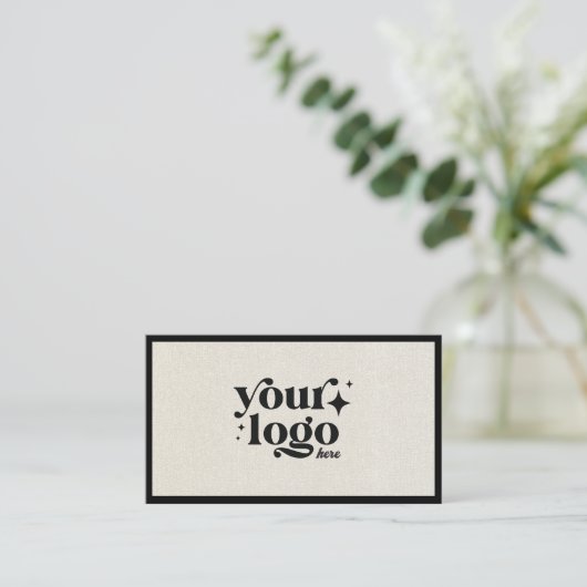 Luxe Minimal Natural Linen Business Logo Visitekaartje (Staand voorkant)