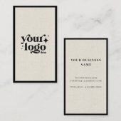 Luxe Minimal Natural Linen Business Logo Visitekaartje (Voorkant / Achterkant)