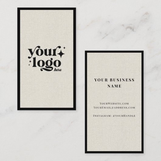 Luxe Minimal Natural Linen Business Logo Visitekaartje (Voorkant / Achterkant)