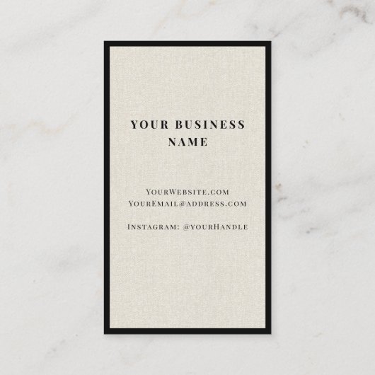 Luxe Minimal Natural Linen Business Logo Visitekaartje (Achterkant)