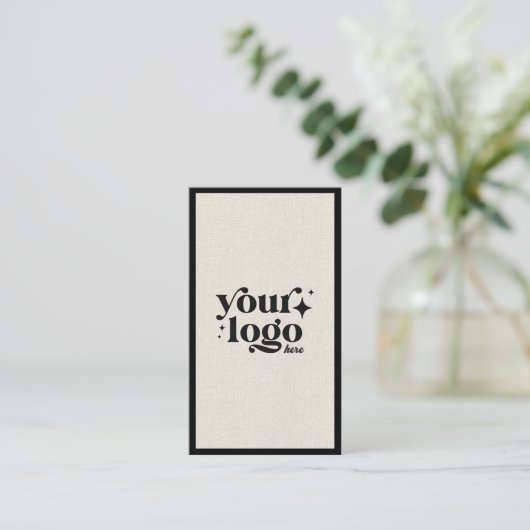 Luxe Minimal Natural Linen Business Logo Visitekaartje (Staand voorkant)