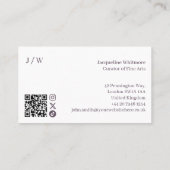 Luxe minimale bloemenkrans Logo monogram QR-code Visitekaartje (Achterkant)