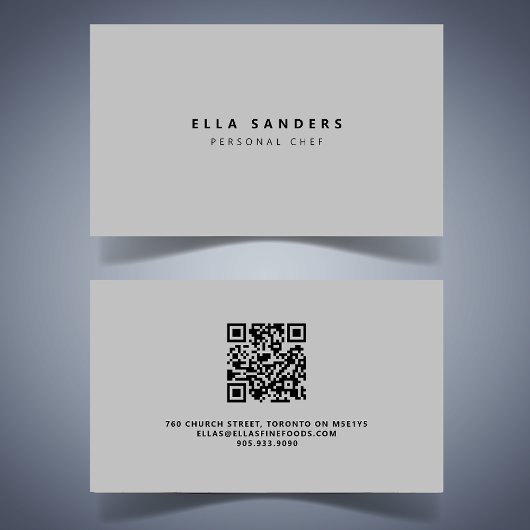 Luxe minimale lichtgrijze QR CODE Visitekaartje