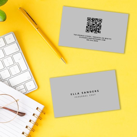 Luxe minimale lichtgrijze QR CODE Visitekaartje