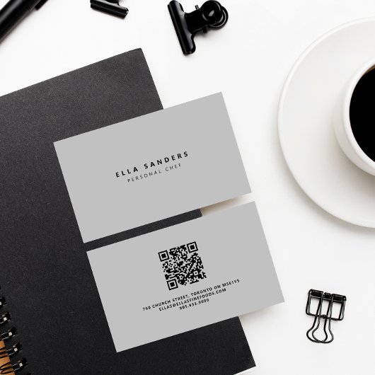 Luxe minimale lichtgrijze QR CODE Visitekaartje