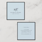 Luxe minimale monogram - Blauwe Klassieke afbeeldi Vierkante Visitekaartje (Voorkant / Achterkant)