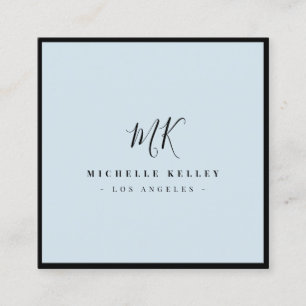 Luxe minimale monogram - Blauwe Klassieke afbeeldi Vierkante Visitekaartje