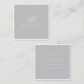 Luxe minimale monogram grijs ivoor klassieke kleur vierkante visitekaartje (Voorkant / Achterkant)