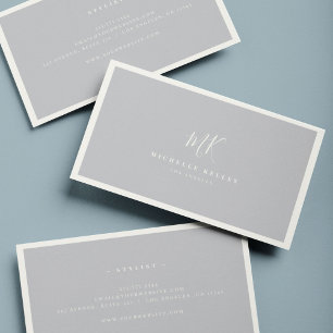 Luxe minimale monogram grijs Ivory Chic Stijlvol Visitekaartje
