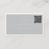 Luxe minimale monogram grijze Ivory Chic QR-code Visitekaartje (Achterkant)