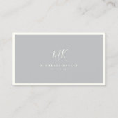 Luxe minimale monogram grijze Ivory Chic QR-code Visitekaartje (Voorkant)