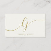 Luxe Minimale Monogram Ivoor Goud Eenvoudig Elegan Visitekaartje (Voorkant)
