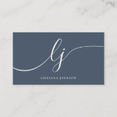 Luxe Minimale Monogram Marine Blauw & Ivoor Elegan Visitekaartje (Voorkant)