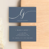 Luxe Minimale Monogram Marine Blauw & Ivoor Elegan Visitekaartje