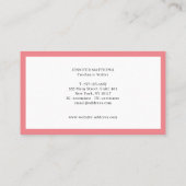 Luxe minimale monogram roze lijst visitekaartje (Achterkant)