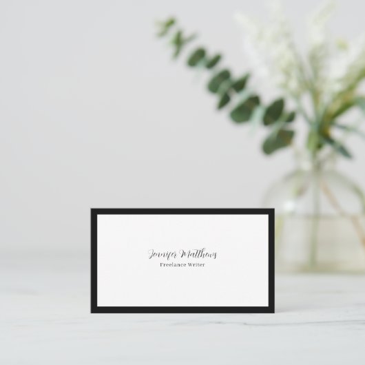 Luxe minimale monogram zwart visitekaartje (Staand voorkant)