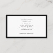 Luxe minimale monogram zwart visitekaartje (Achterkant)