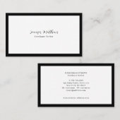 Luxe minimale monogram zwart visitekaartje (Voorkant / Achterkant)