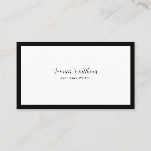 Luxe minimale monogram zwart visitekaartje (Voorkant)