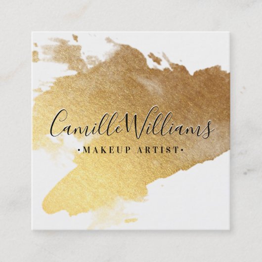 LUXE MINIMALIST glam faux gold folie splash zwart Vierkante Visitekaartje (Voorkant)