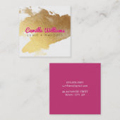 LUXE MINIMALIST glam faux gouden folie splash roze Vierkante Visitekaartje (Voorkant / Achterkant)