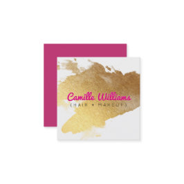 LUXE MINIMALIST glam faux gouden folie splash roze Vierkante Visitekaartje